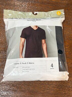 Men's 4pk V-Neck T-Shirt Goodfellow & Co™ Black Cotton Jersey, Short Sleeve sz S